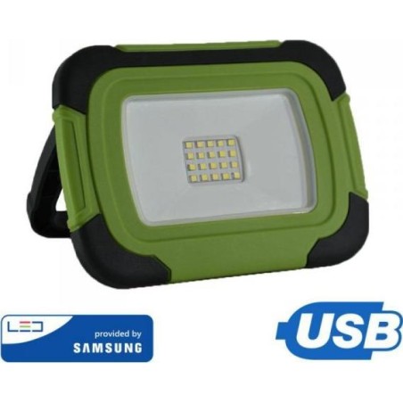 V-TAC LED-Taschenlampe V-TAC 10 W, über USB aufladbar, SAMSUNG-Chip, SOS-Funktion, 3,7 V Li-Ion, IP44, VT-11-R, 6400 K, 700 lm