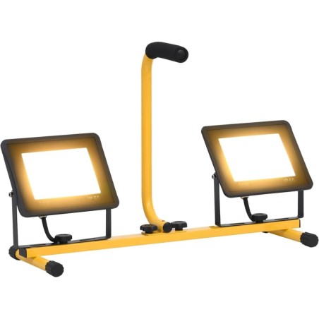 vidaXL LED-Strahler mit Halterung, 2×50 W, warmweißes Licht