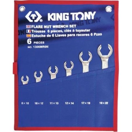 King Tony Bremsleitungsschlüssel-Set, 6-teilig, 8–22 mm, Etui Kt1306mrn