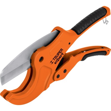 Truper Kunststoffrohrschere. Robustes Metallgehäuse, Klinge aus rostfreiem Stahl, für Rohre bis 63 mm. Klappbar