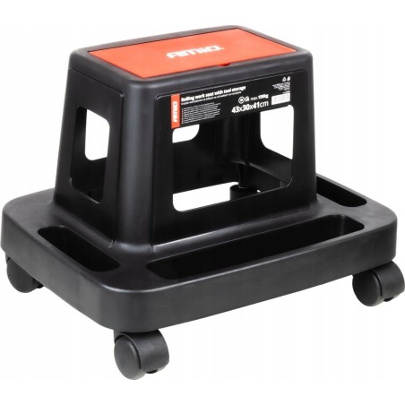 Werkstattstuhl auf Rollen mit integriertem Staufach, 150 kg, amio-04269