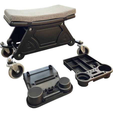 AWTOOLS Werkstattstuhl mit Stauraum und Ablagen BLACK LINE