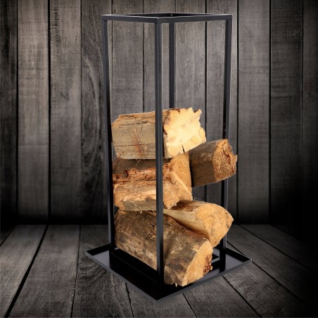 Kadax Kaminholzständer, Holzkorb, schwarz