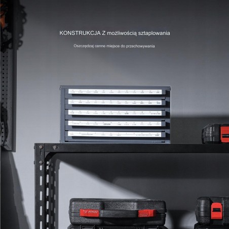 Bohrerschrank mit 5 Schubladen und 60 Fächern