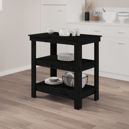 vidaXL vidaXL Arbeitstisch, schwarz, 78,5 x 50 x 80 cm, massives Kiefernholz