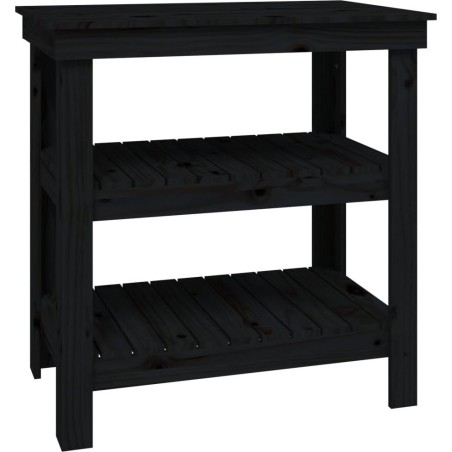 vidaXL vidaXL Arbeitstisch, schwarz, 78,5 x 50 x 80 cm, massives Kiefernholz