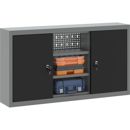 vidaXL Werkzeugschrank Grau, Schwarz Kaltgewalzter Stahl