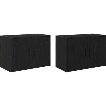 Wandschränke für die Garage, 2 Stück, schwarzes Leimholz