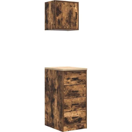 Garagenschränke, 2 Stück, geräucherte Eiche, Leimholz