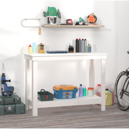 vidaXL vidaXL Arbeitstisch, weiß, 110 x 50 x 80 cm, massives Kiefernholz