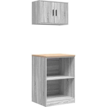 Garagenschränke, 2 Stück, grau, Sonoma, Konstruktionsholz