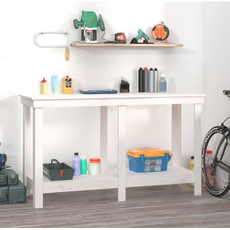 vidaXL Arbeitstisch, weiß, 140 x 50 x 80 cm, massives Kiefernholz