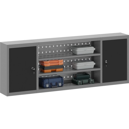 vidaXL Werkzeugschrank, grau, schwarz, kaltgewalzter Stahl