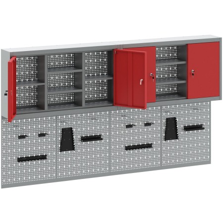 vidaXL Werkzeugschrank-Set, 4er-Set, grauer Stahl, Regalböden