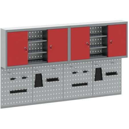 vidaXL Werkzeugschrank-Set, 4er-Set, grauer Stahl, Regalböden