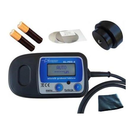 Prodig-tech Lackdickenmessgerät GL-PRO-6-FAZ Fe-AL-Zn mit Sonde am Kabel.