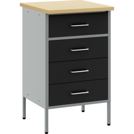 vidaXL Schwarz-grau Stahl und Holz Kompakter rechteckiger Schrank