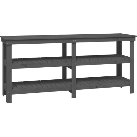 vidaXL vidaXL Arbeitstisch, grau, 181 x 50 x 80 cm, massives Kiefernholz