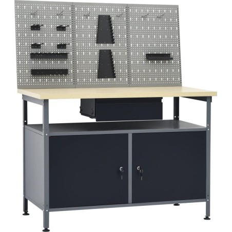 vidaXL Arbeitstisch mit drei Wandpaneelen