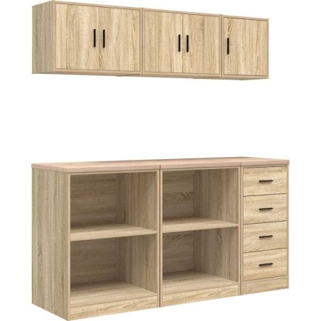 Garagenschränke, 6 Stück, Eiche Sonoma, Leimholz