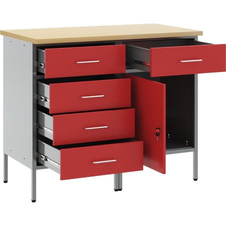 vidaXL Set mit 2 Stück, rot, stahlgrau, 25 mm Holzwerkstoff