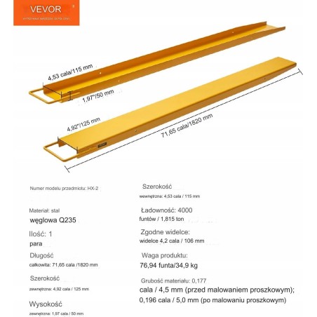 Vevor Palettengabelverlängerungen für Gabelstapler