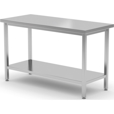 Hendi Arbeitstisch mit Stahlplatte und mittlerem Regal, 120 x 70 x 85 cm – Hendi 810712