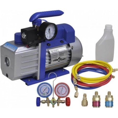 vidaXL Einstufige Vakuumpumpe mit Verteiler für 2 Manometer