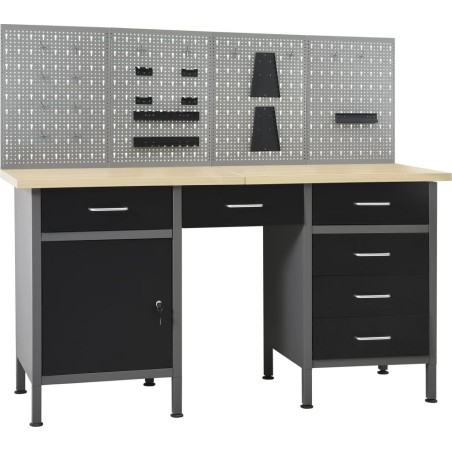 vidaXL Arbeitstisch mit 4 Wandpaneelen