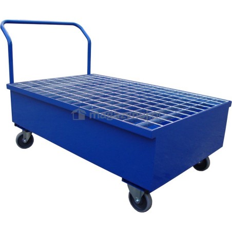 WiZ Stalowa, mobile Auffangwanne mit Gitterrost, Fassungsvermögen 270 l, für 2 Fässer, Maße 1200 x 800 x 230