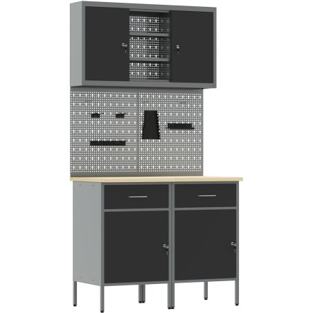 vidaXL Arbeitsschrankset, 5-teilig, Schwarz, Stahl, Standardausführung