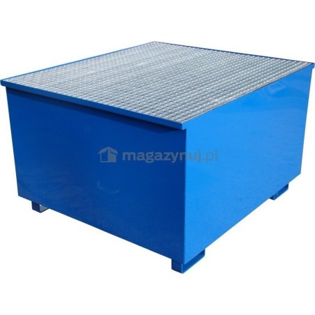 WiZ Stahl-Auffangwanne mit Gitterrost für 1 IBC-Behälter, Maße 1150 x 1300 x 780 mm