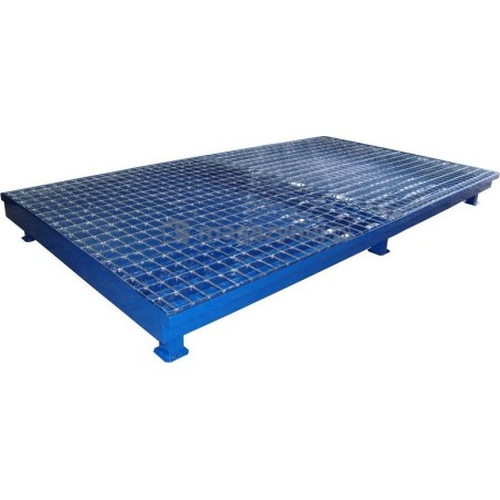 WiZ Stahl-Auffangwanne mit Gitterrost, Fassungsvermögen 300 l, Abmessungen 1300 x 2300 x 200 mm