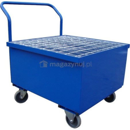 WiZ Stahl-Auffangwanne mit Gitterrost, Fassungsvermögen 200 l, Abmessungen 740 x 740 x 470 mm