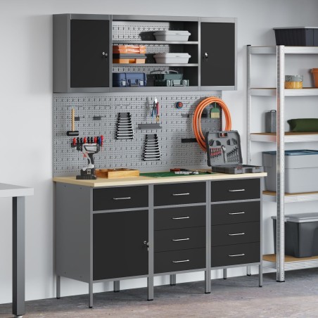 vidaXL Set mit 5 Stühlen, schwarzer Stahl, groß, höhenverstellbar