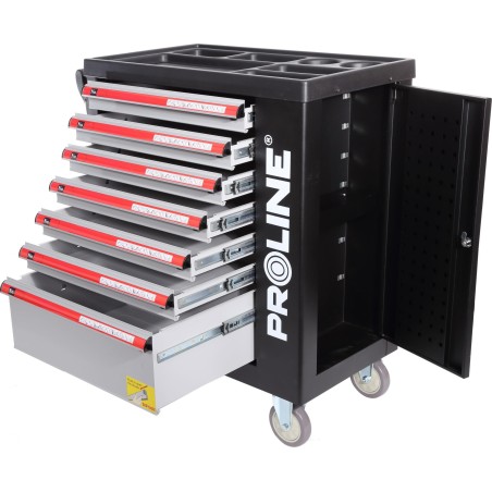 Pro-Line Werkzeugschrank mit 7 Schubladen, 79 x 49 x 101 cm, mit 206 Einlegeteilen, Pro-Line