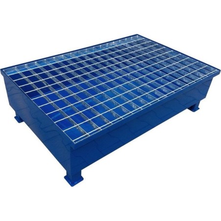 WiZ Stahl-Auffangwanne mit Gitterrost für 2 Fässer mit einem Fassungsvermögen von 220 l, Abmessungen 1200 x 800 x 330 mm