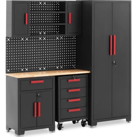 MSW Werkstattmöbel-Set: Schrank, Rollschrank, Lochwand