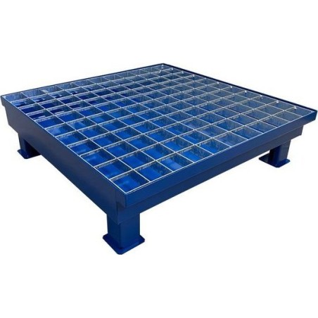 WiZ Stahl-Auffangwanne mit Gitterrost, Fassungsvermögen 50 l, Maße 740 x 740 x 200 mm