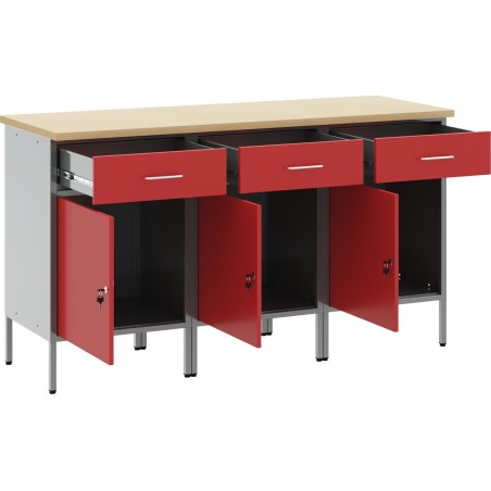 vidaXL Set mit 3 roten Stahl-Schiebeelementen (mittelgroß)