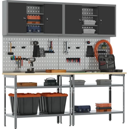 vidaXL Set mit 6 großen, verstellbaren Armlehnen in Stahlgrau