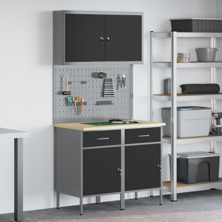 vidaXL Set 4 Schwarz, Stahlgrau, Verbundholz Mittel