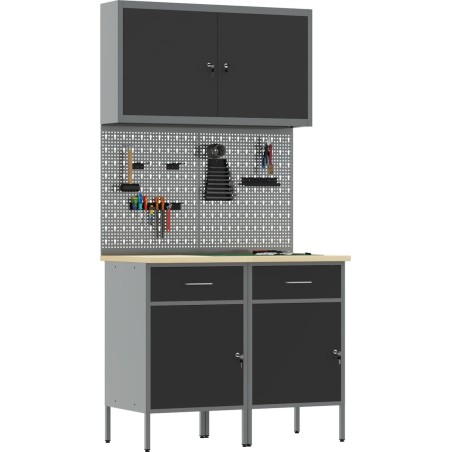 vidaXL Set 4 Schwarz, Stahlgrau, Verbundholz Mittel