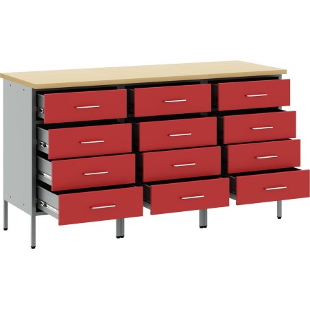 vidaXL Set mit 3 roten Stahlbeinen, mittelhoch, höhenverstellbar