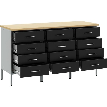 vidaXL 3er-Set Schwarz, Grau, Holzoptik