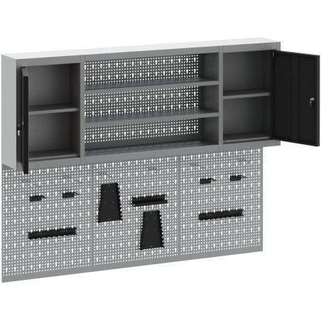 vidaXL Werkzeugschrank-Set, 6-teilig, schwarz und grau, Stahl