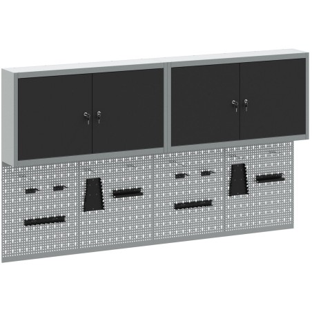 6-teiliges Werkzeugset mit Werkzeugtafel, zur Wandmontage, schwarzes Metall