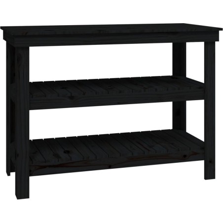vidaXL vidaXL Arbeitstisch, schwarz, 110,5 x 50 x 80 cm, massives Kiefernholz