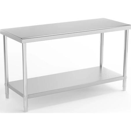 Royal Catering Arbeitsplatte aus Stahl mit Ablage, 150 x 60 cm, bis 230 kg