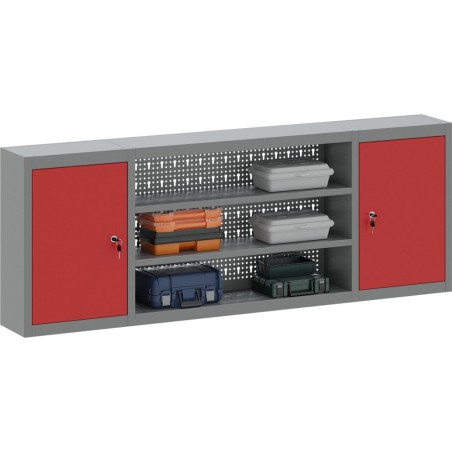 vidaXL Werkzeugschrank, grau, rot, kaltgewalzter Stahl